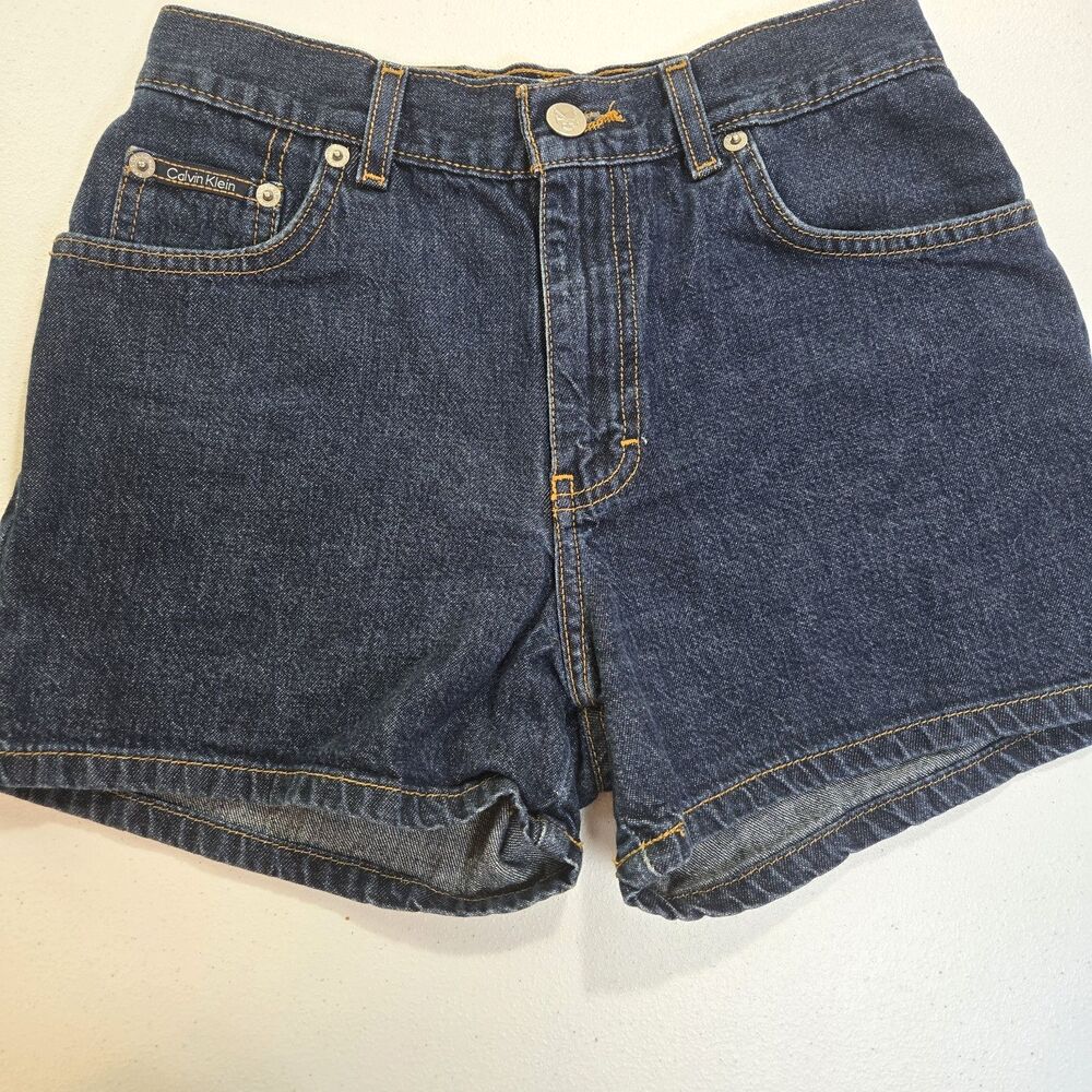 Vintage Calvin Klein Jean Shorts Juniors Sz 1 Double Stone Blue Denim